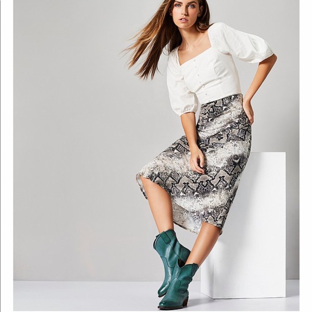 Sanctuary Snake Print Midi Skirt Size Large